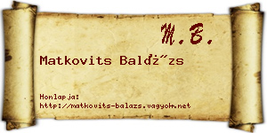 Matkovits Balázs névjegykártya